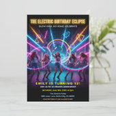 Electric Birthday Neon Glow Party Kaart (Staand voorkant)