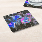 Electric Bloom Coaster Set - Abstract Vierkante Kartonnen Onderzetter (Schuin)