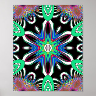 Electric Bloom Mandala Poster