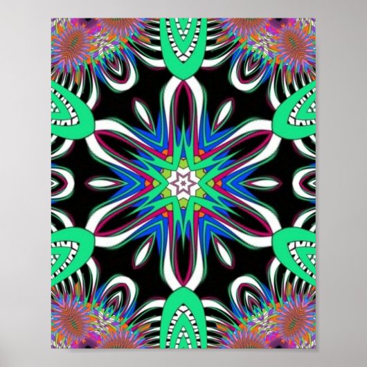 Electric Bloom Mandala Poster (Voorkant)
