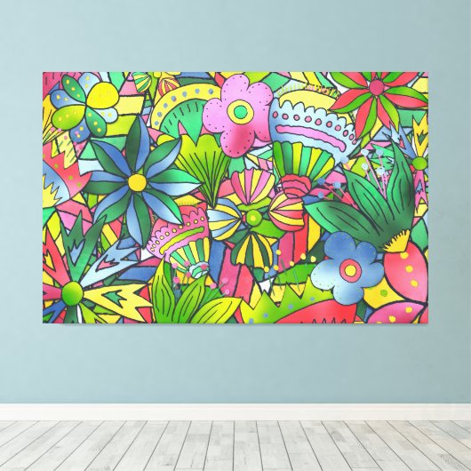 Electric Bloomscape Canvas Afdruk (Insitu (Houten vloer))