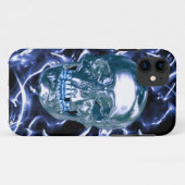 Electric Blue Chrome Skull iPhone 5G Coque (Dos (Horizontal))