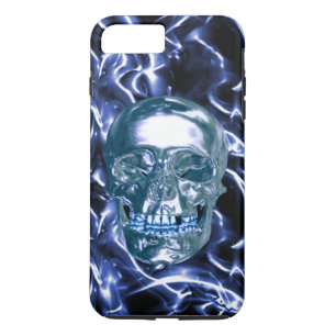 Electric Blue Chrome Skull iPhone 7 Coque