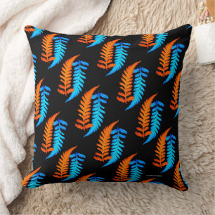 Electric Blue Fiery Oranje Japanse gekleurde strij Kussen