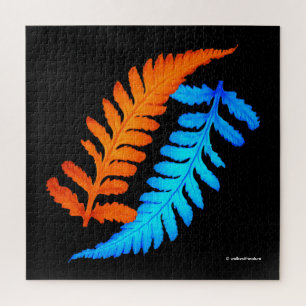 Electric Blue Fiery Oranje Japanse gekleurde strij Legpuzzel