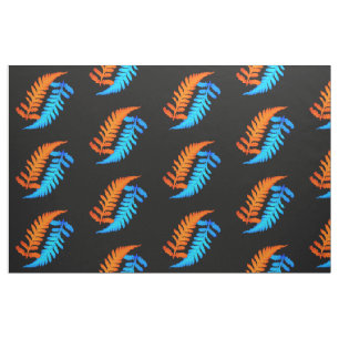 Electric Blue Fiery Oranje Japanse gekleurde strij Stof
