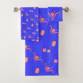 Electric Blue Floral 3 stuk Bad Handdoek