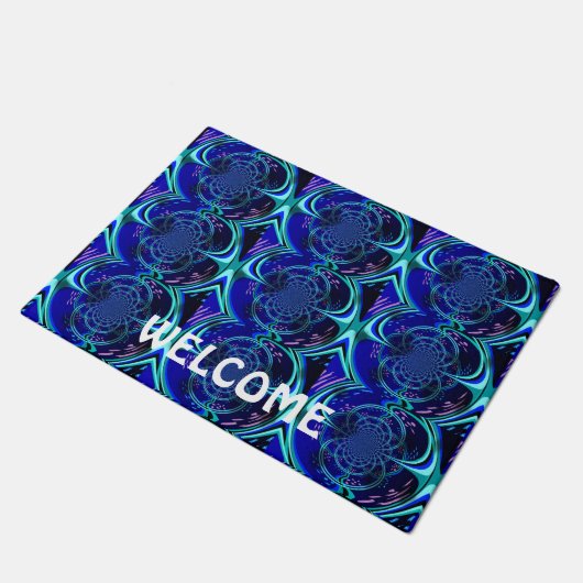 Electric Blue Fractal Design Deurmat (Schuin)