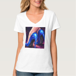 Electric Blue High Heels Fashion Abstract painting T-shirt