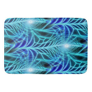 Electric Blue Luminous Fractal Repeating Pattern Badmat