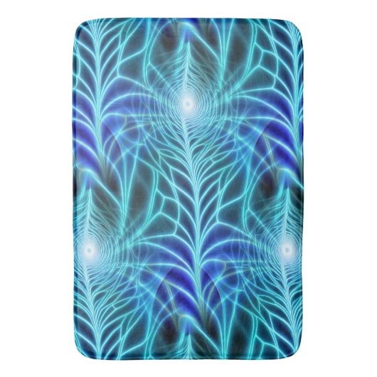 Electric Blue Luminous Fractal Repeating Pattern Badmat (Voorkant Verticaal)