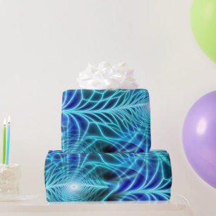 Electric Blue Luminous Fractal Repeating Pattern Cadeaupapier