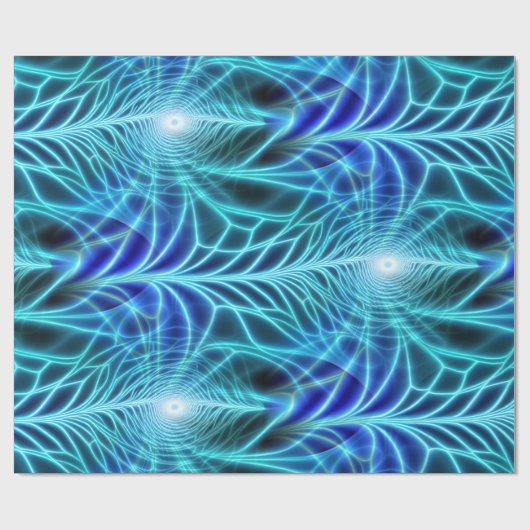 Electric Blue Luminous Fractal Repeating Pattern Cadeaupapier (Vlak)