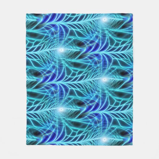 Electric Blue Luminous Fractal Repeating Pattern Fleece Deken (Voorkant)