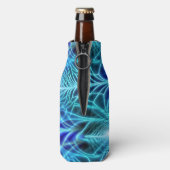 Electric Blue Luminous Fractal Repeating Pattern Flesjeskoeler (Fles Achterkant)