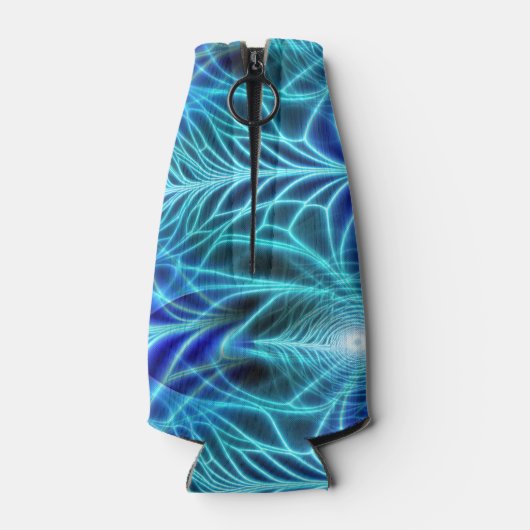 Electric Blue Luminous Fractal Repeating Pattern Flesjeskoeler (Achterkant)