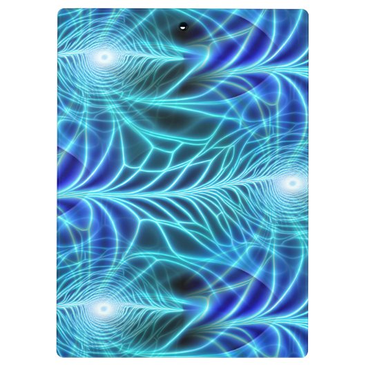 Electric Blue Luminous Fractal Repeating Pattern Klembord (Achterkant)
