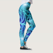 Electric Blue Luminous Fractal Repeating Pattern Leggings (Rechts)