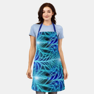 Electric Blue Luminous Fractal Repeating Pattern Schort