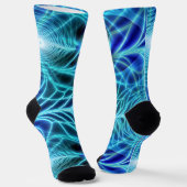 Electric Blue Luminous Fractal Repeating Pattern Sokken (Gebogen)