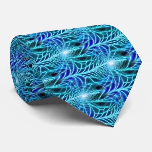 Electric Blue Luminous Fractal Repeating Pattern Stropdas (Opgerold)