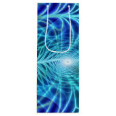 Electric Blue Luminous Fractal Repeating Pattern Wijn Cadeautas (Voorkant)