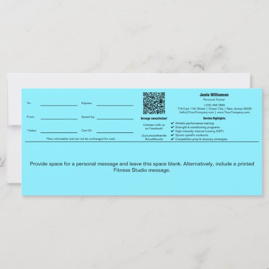 Electric-Blue Performance Gift Certificate (Achterkant)