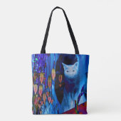 Electric Blue Siamese Cat Animal Art Draagtas (Achterkant)