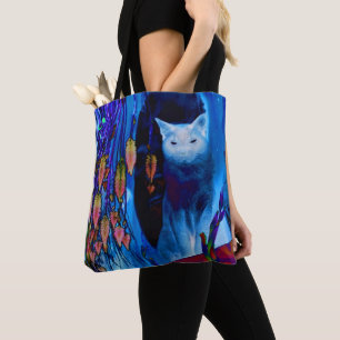Electric Blue Siamese Cat Animal Art Draagtas