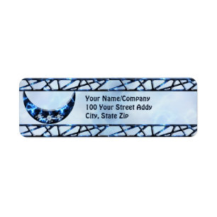 Electric Blue Upright Crescent Etiket
