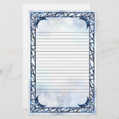 Electric Blue Upright Crescent Lined Briefpapier (Voorkant / Achterkant)