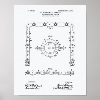 Electric Circuit 1903 Patent Art White Paper Poster