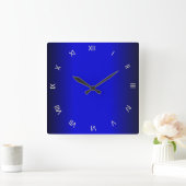 Electric Cobalt Blue Roman Numerals Wall Clock Vierkante Klok (Huis)