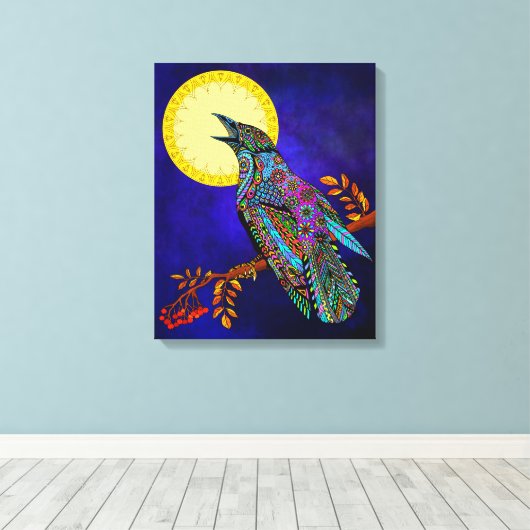 Electric Crow Canvas Afdrukken (Insitu (Houten vloer))