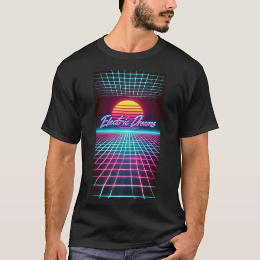 Electric Dreams Retro Futuristische Kunstdruk T-shirt (Voorkant)