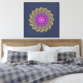 Electric Flower – Symmetrical Color Wave Canvas Afdruk