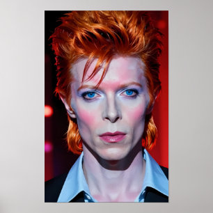 Electric Glam Gaze in Crimson Light Poster