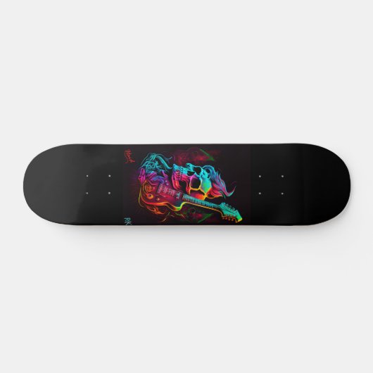 Electric guitar and Skull - Gen AI Skateboard (Horizontaal)
