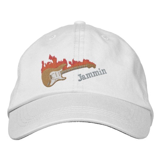 Electric Guitar Embroidered Cap Geborduurde Pet (Voorkant)