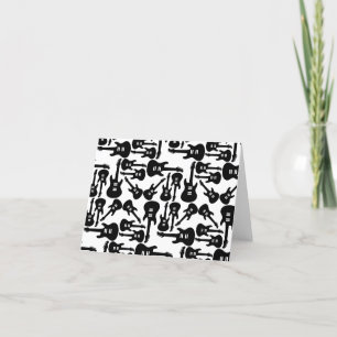 Electric Guitar Pattern Music Themed CUSTOM COLOR Bedankkaart