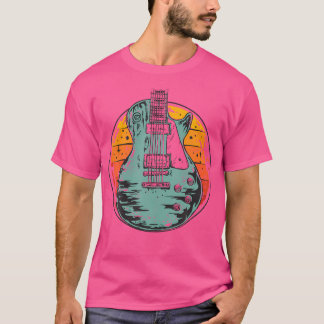 Electric Guitar Retro Sunset  Muziekband Gu T-shirt