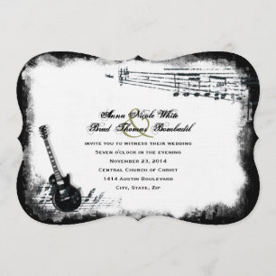 Electric Guitar Rough Music Wedding Invitation Kaart