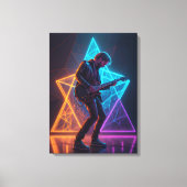 Electric Harmony Guitarist Abstract Neon Canvas Afdruk (Voorkant)