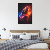 Electric Howl – Fire & Ice Wolf Canvas Print (Insitu (Slaapkamer))