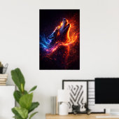 Electric Howl – Fire & Ice Wolf Poster (Bureau à domicile)