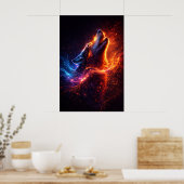 Electric Howl – Fire & Ice Wolf Poster (Cuisine)