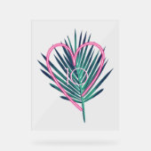 Electric Love Neon Pink Heart & Tropical Palm Leaf (Recto)