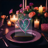Electric Love Neon Pink Heart & Tropical Palm Leaf