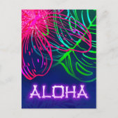 Electric Luau Tropical Night Neon Aloha Save Datum Aankondigingskaart (Voorkant)