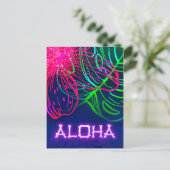 Electric Luau Tropical Night Neon Aloha Save Datum Aankondigingskaart (Staand voorkant)